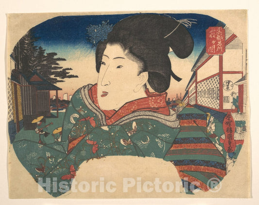 Art Print : Utagawa Kunisada - Famous Views of Edo: Kasumigaseki - Japan : Vintage Wall Art
