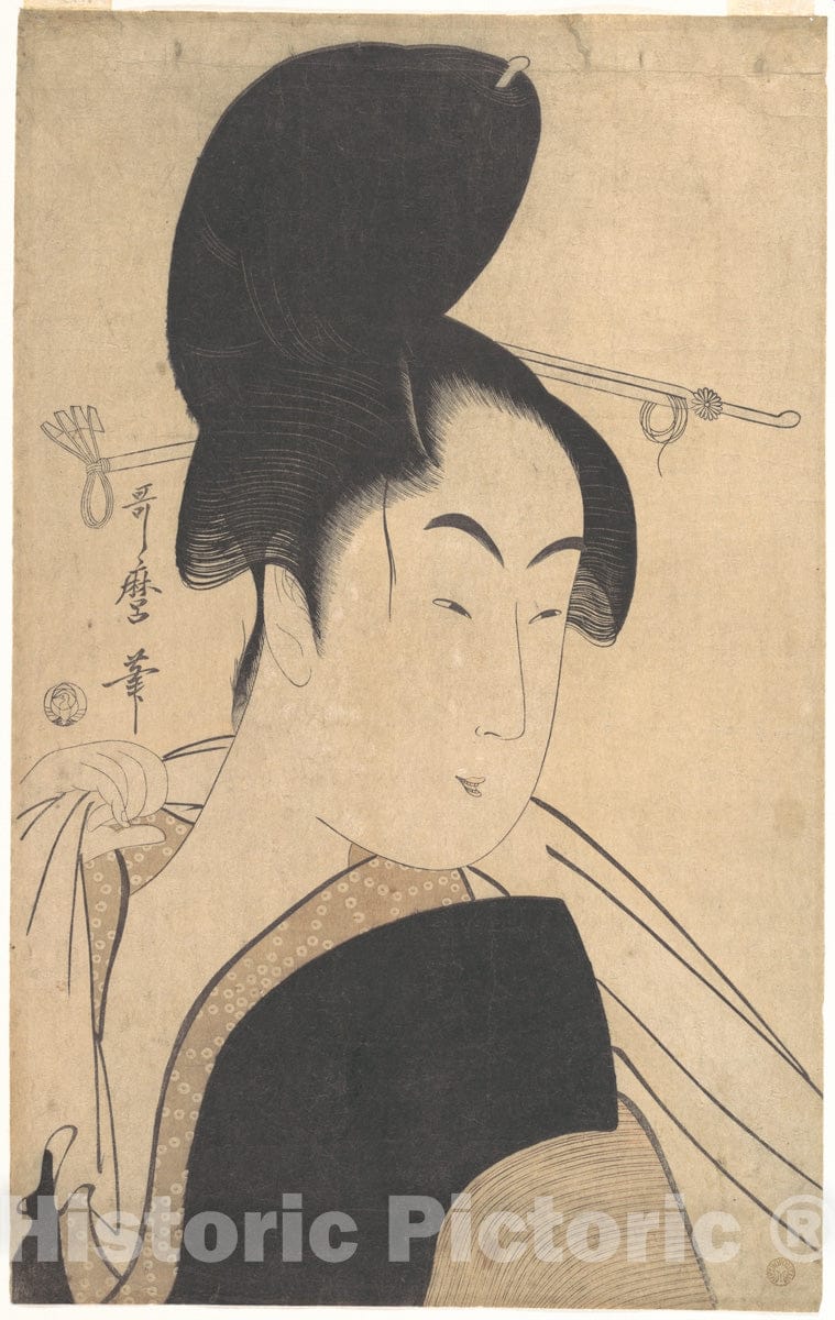Art Print : Kitagawa Utamaro - Woman After a Bath - Japan : Vintage Wall Art