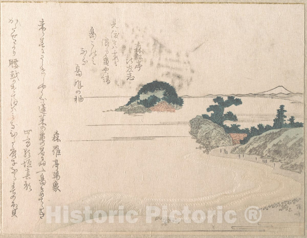 Art Print : Ry?ry?kyo Shinsai - Turtle Island and Fujiyama - Japan : Vintage Wall Art