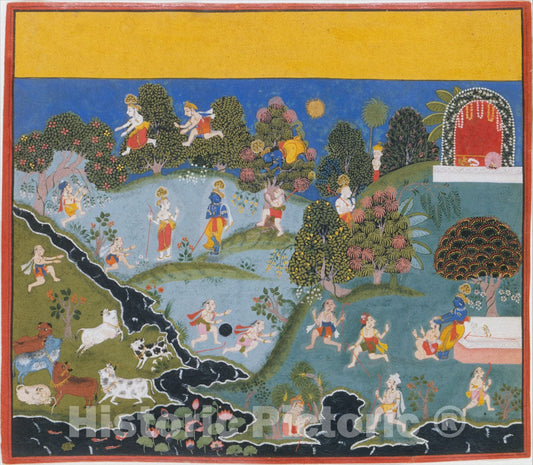 Art Print : Blindman's Bluff: Page From a Dispersed Bhagavata Purana (Ancient Stories of Lord Vishnu) : Vintage Wall Art