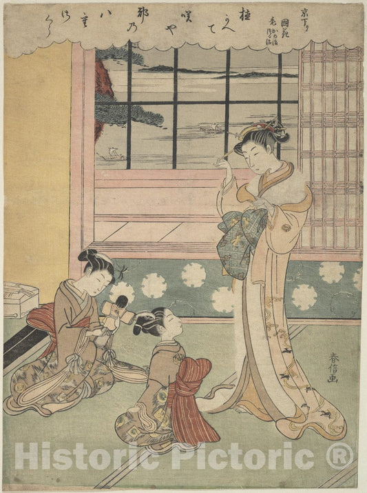 Art Print : Suzuki Harunobu - Window Opening Toward The Sea - Japan : Vintage Wall Art