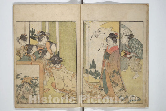 Art Print : Kitagawa Utamaro - Picture Book on Flowers of The Four Seasons (Ehon Shiki no hana) - Japan : Vintage Wall Art