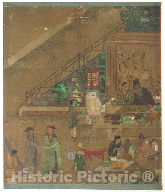 Art Print : Wang Li Mu - Examining Antiques at Literati Gathering - Korea - Joseon Dynasty (1392–1910) 4 : Vintage Wall Art