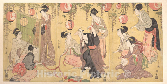 Art Print : Ch?bunsai Eishi - A Parody of Yuranosuke in The Pleasure Quarters - Japan : Vintage Wall Art
