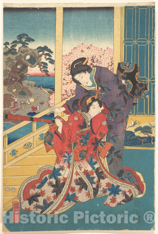 Art Print : Utagawa Kuniteru - Flower of Akashi (Akashi no hana) - Japan v.2 : Vintage Wall Art