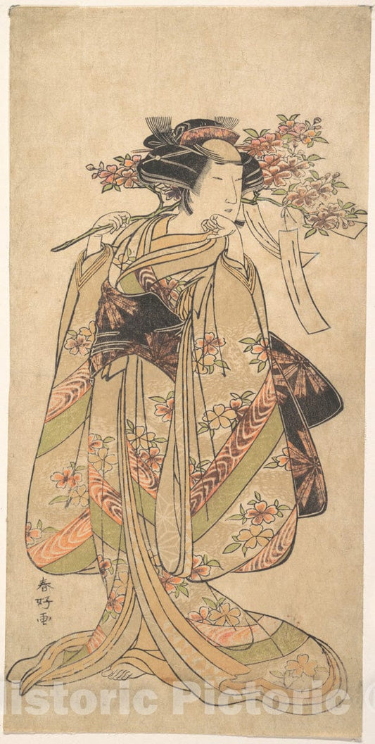 Art Print : Katsukawa Shunk? - The First Nakamura Tomijuro as a Woman Walking Toward The Left - Japan : Vintage Wall Art