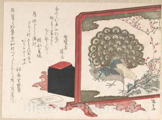 Art Print : Ry?ry?kyo Shinsai - Screen and Lady's Work-Box - Japan : Vintage Wall Art