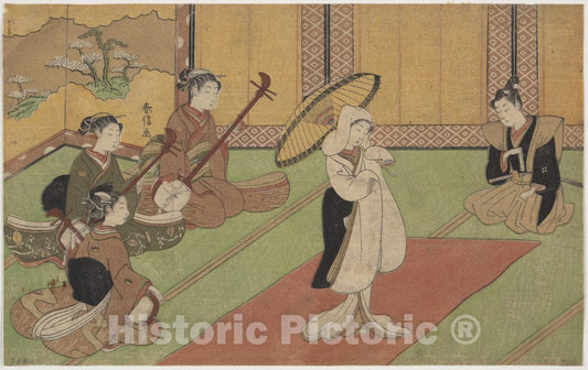 Art Print : Suzuki Harunobu - Woman Dancer in Daimyo's Palace - Japan : Vintage Wall Art