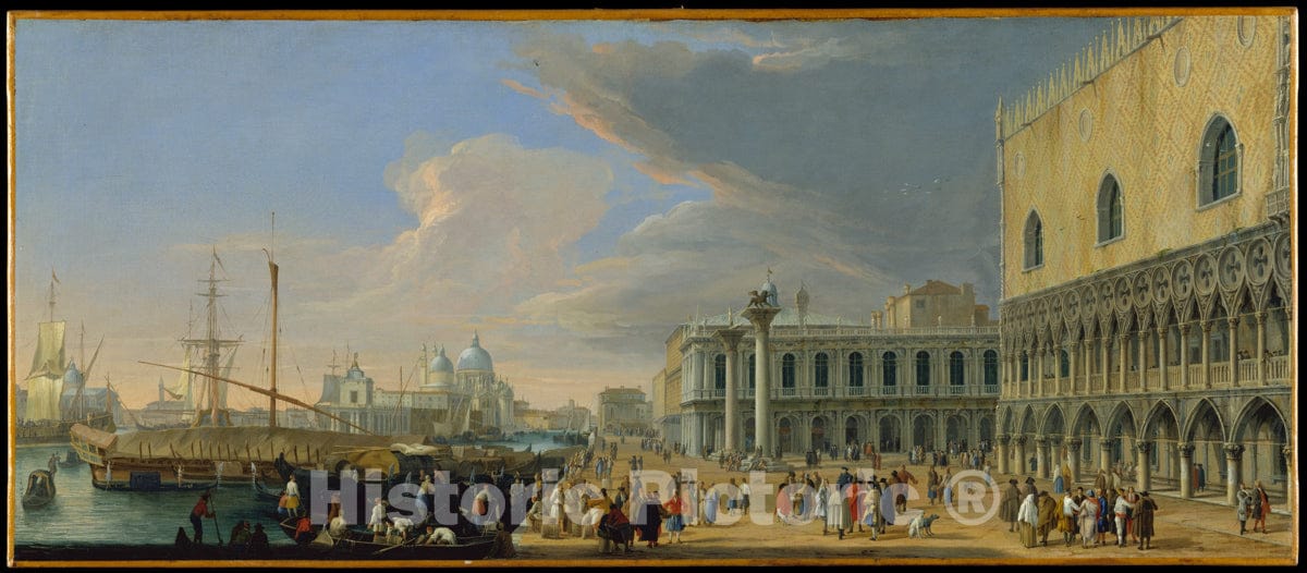 Art Print : Luca Carlevaris - The Molo, Venice, Looking West : Vintage Wall Art