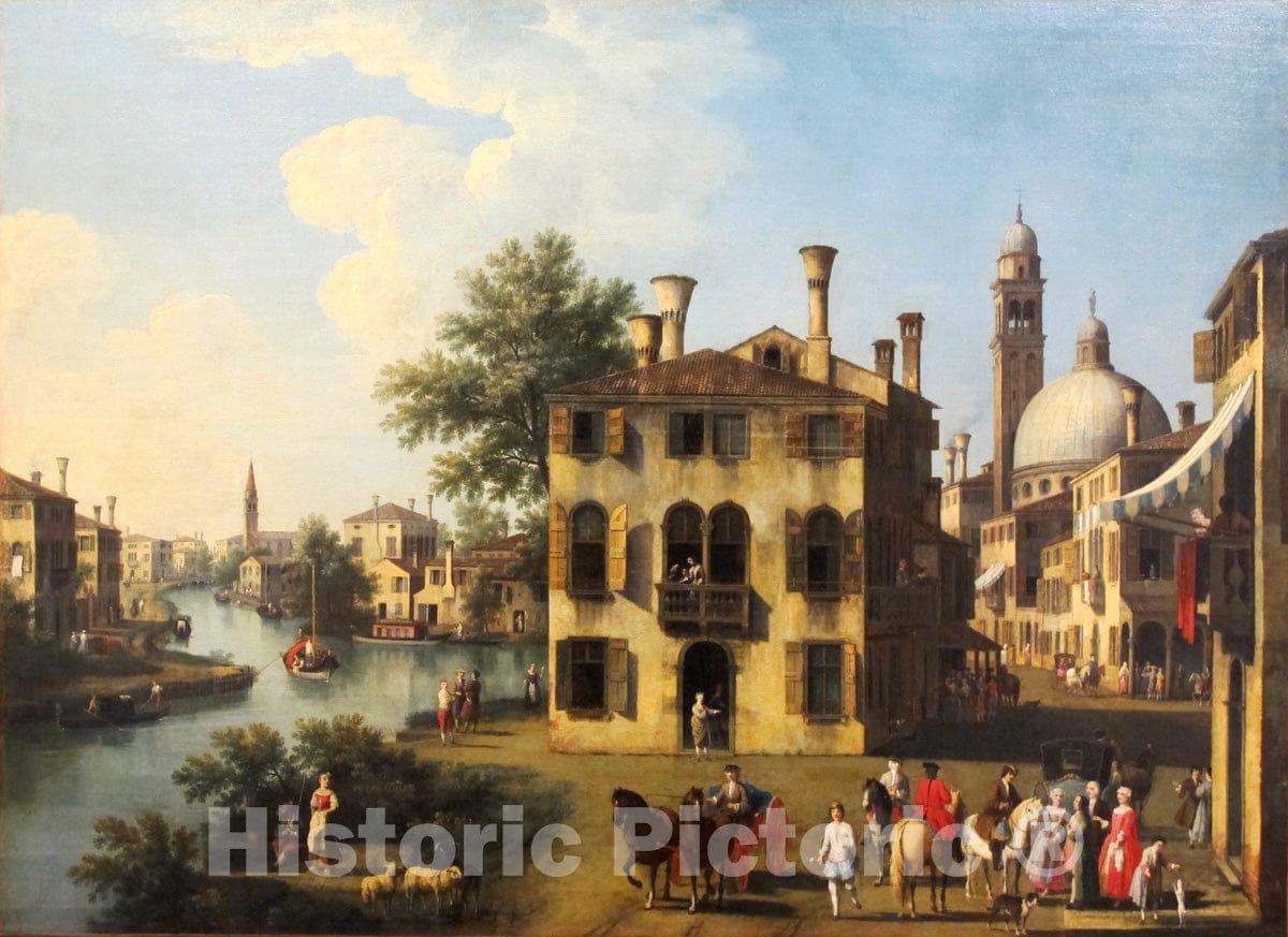 Art Print : Giambattista Cimaroli - View of The Brenta, Near Dolo : Vintage Wall Art