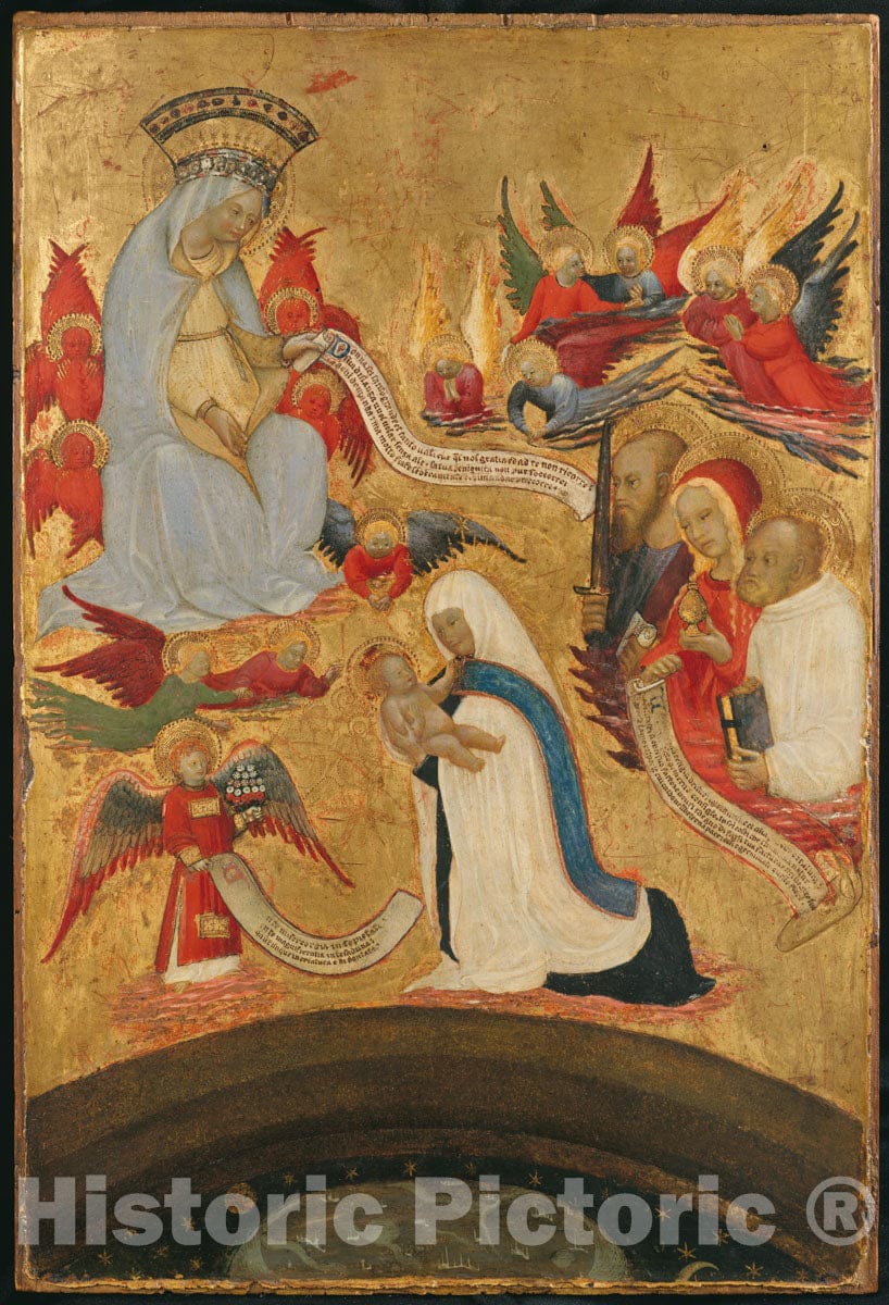Art Print : Antonio del Massaro da Viterbo - Santa Francesca Romana Holding The Christ Child : Vintage Wall Art