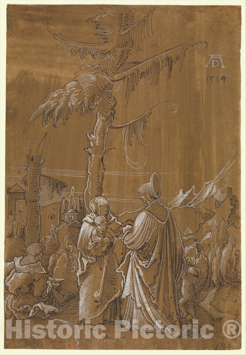 Art Print : Follower of Albrecht Altdorfer - The Holy Family with Saint Elizabeth and The Infant Saint John : Vintage Wall Art
