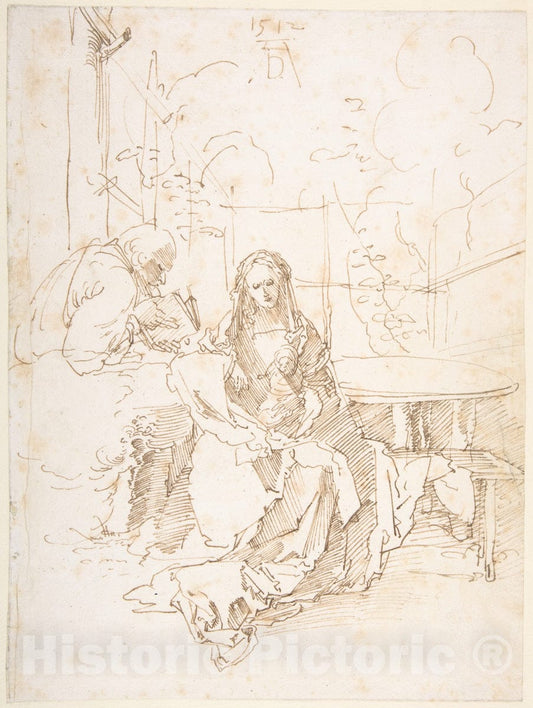 Art Print : Albrecht Dürer - The Holy Family in an Enclosed Garden : Vintage Wall Art