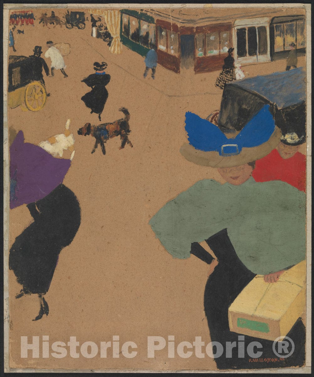 Art Print : Félix Vallotton - Street Scene in Paris (Coin de rue à Paris) : Vintage Wall Art