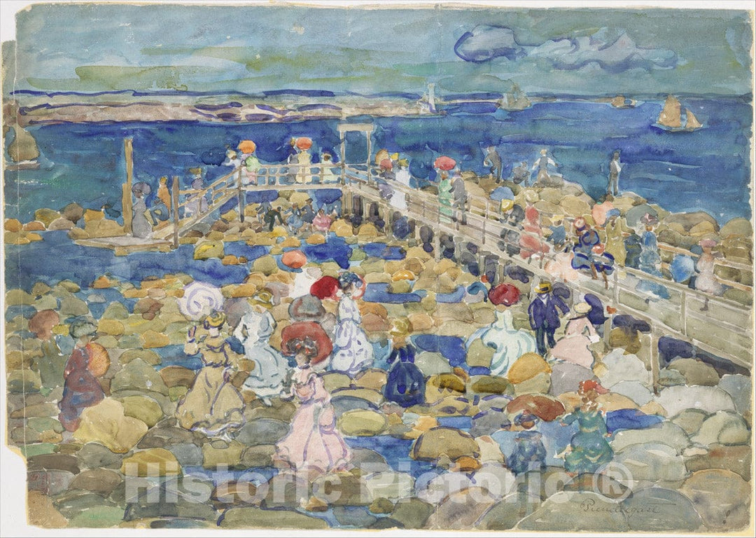 Art Print : Maurice Brazil Prendergast - Low Tide, Beachmont : Vintage Wall Art