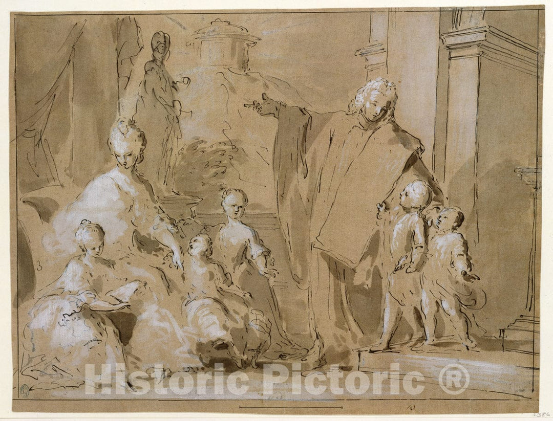 Art Print : Pietro Antonio Novelli - A Venetian Family Portrait Group : Vintage Wall Art