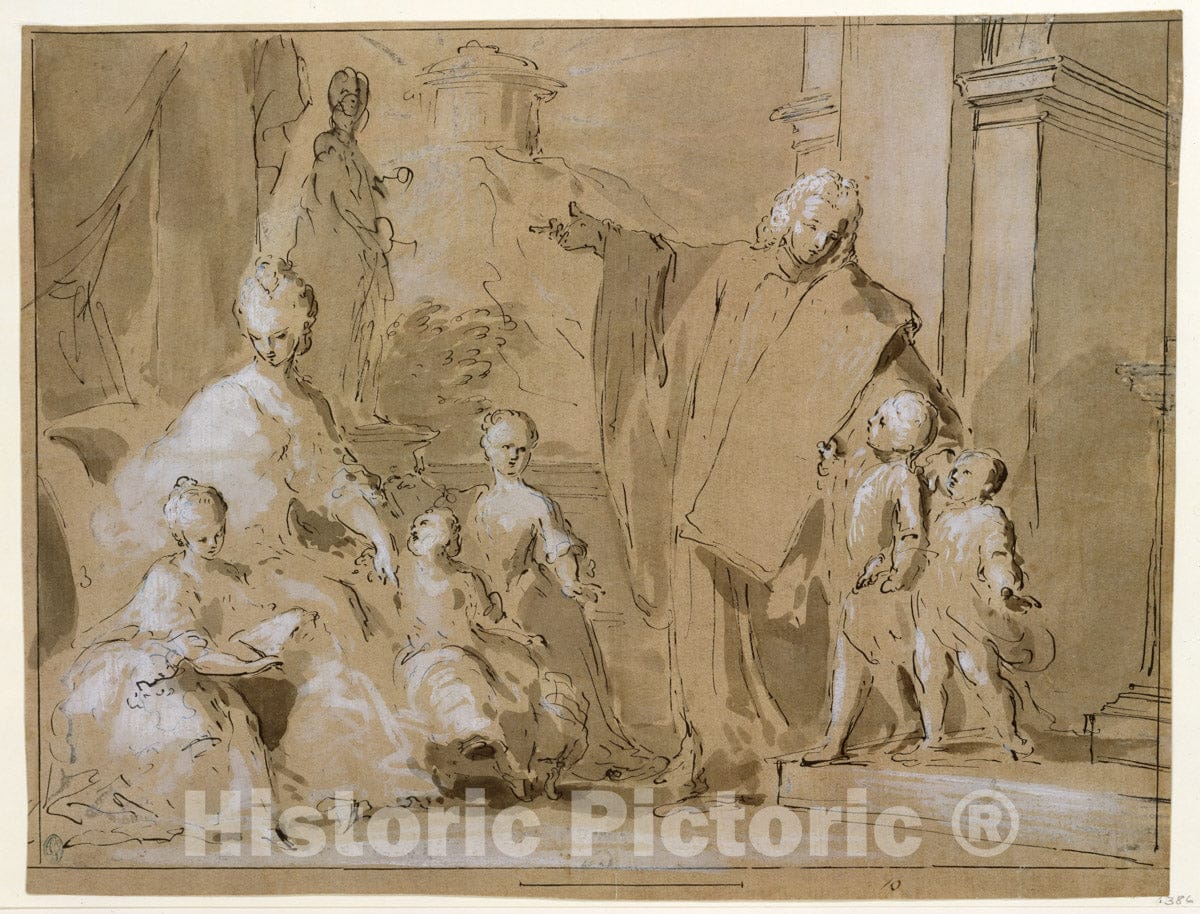 Art Print : Pietro Antonio Novelli - A Venetian Family Portrait Group : Vintage Wall Art