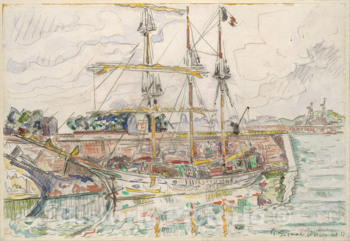 Art Print : Paul Signac - Docks at Saint Malo : Vintage Wall Art