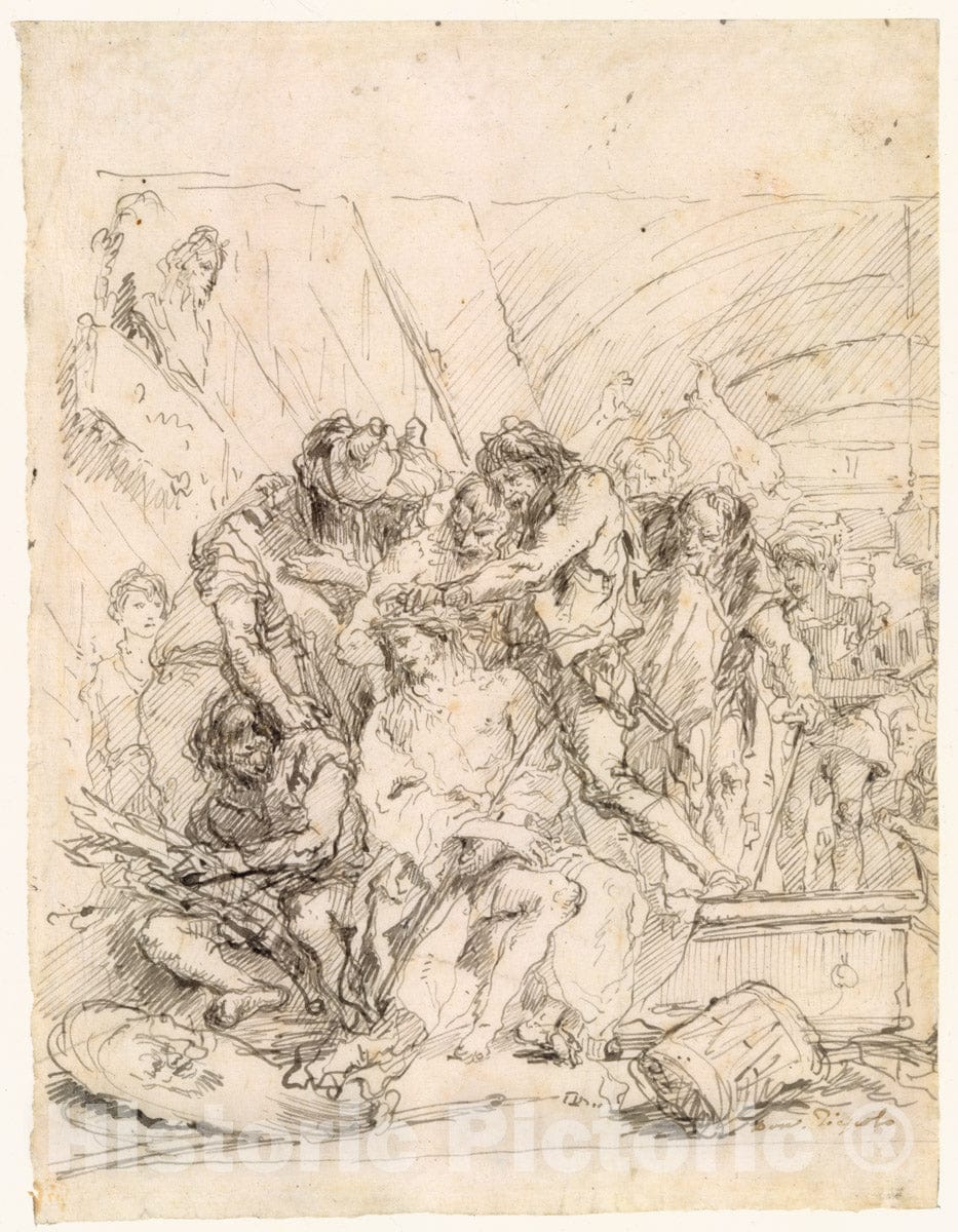 Art Print : Giovanni Domenico Tiepolo - Christ Crowned with Thorns : Vintage Wall Art