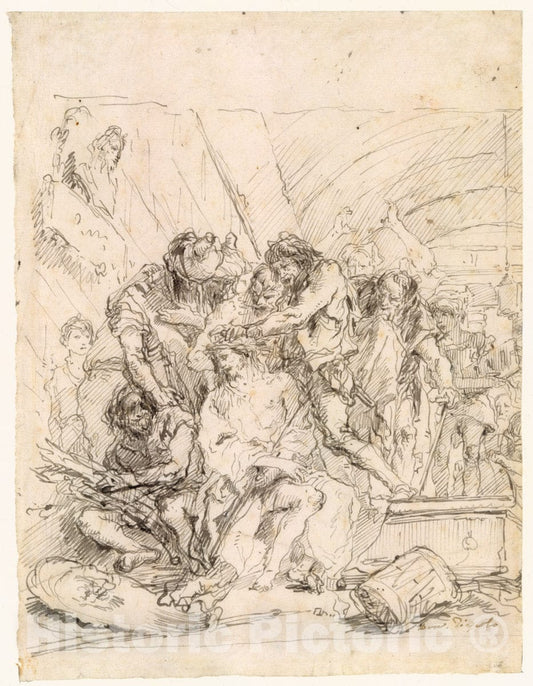 Art Print : Giovanni Domenico Tiepolo - Christ Crowned with Thorns : Vintage Wall Art