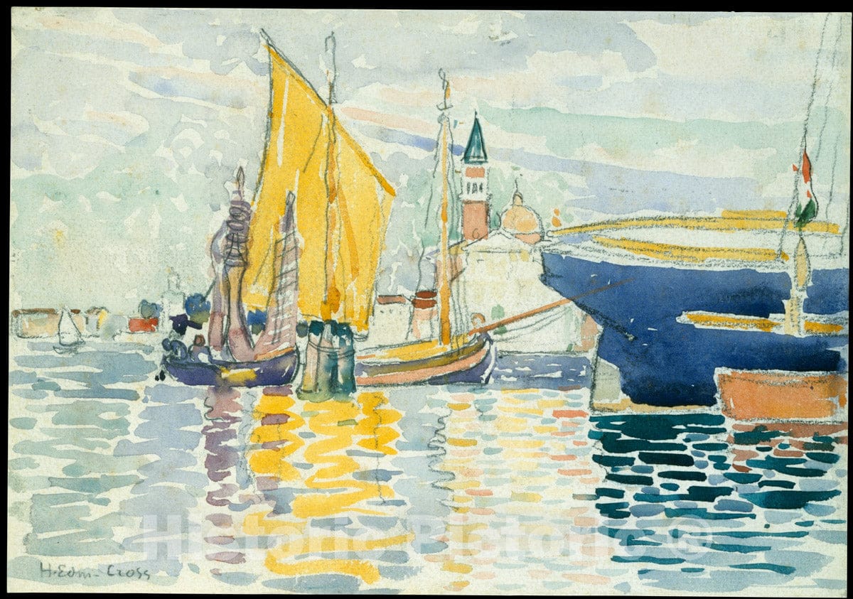 Art Print : Henri-Edmond Cross (Henri-Edmond Delacroix) - Venice-The Giudecca : Vintage Wall Art