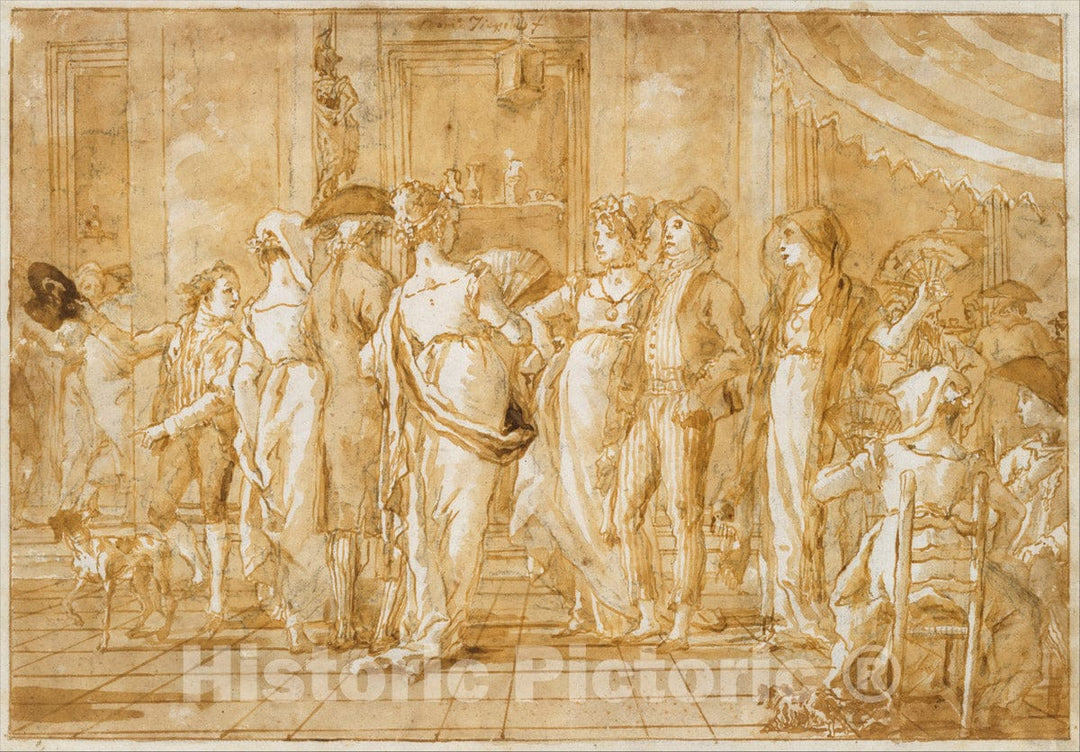 Art Print : Giovanni Domenico Tiepolo - in Piazza : Vintage Wall Art