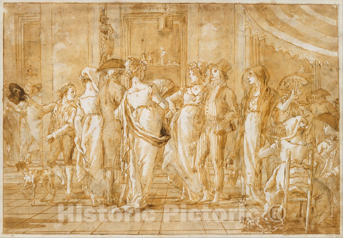 Art Print : Giovanni Domenico Tiepolo - in Piazza : Vintage Wall Art