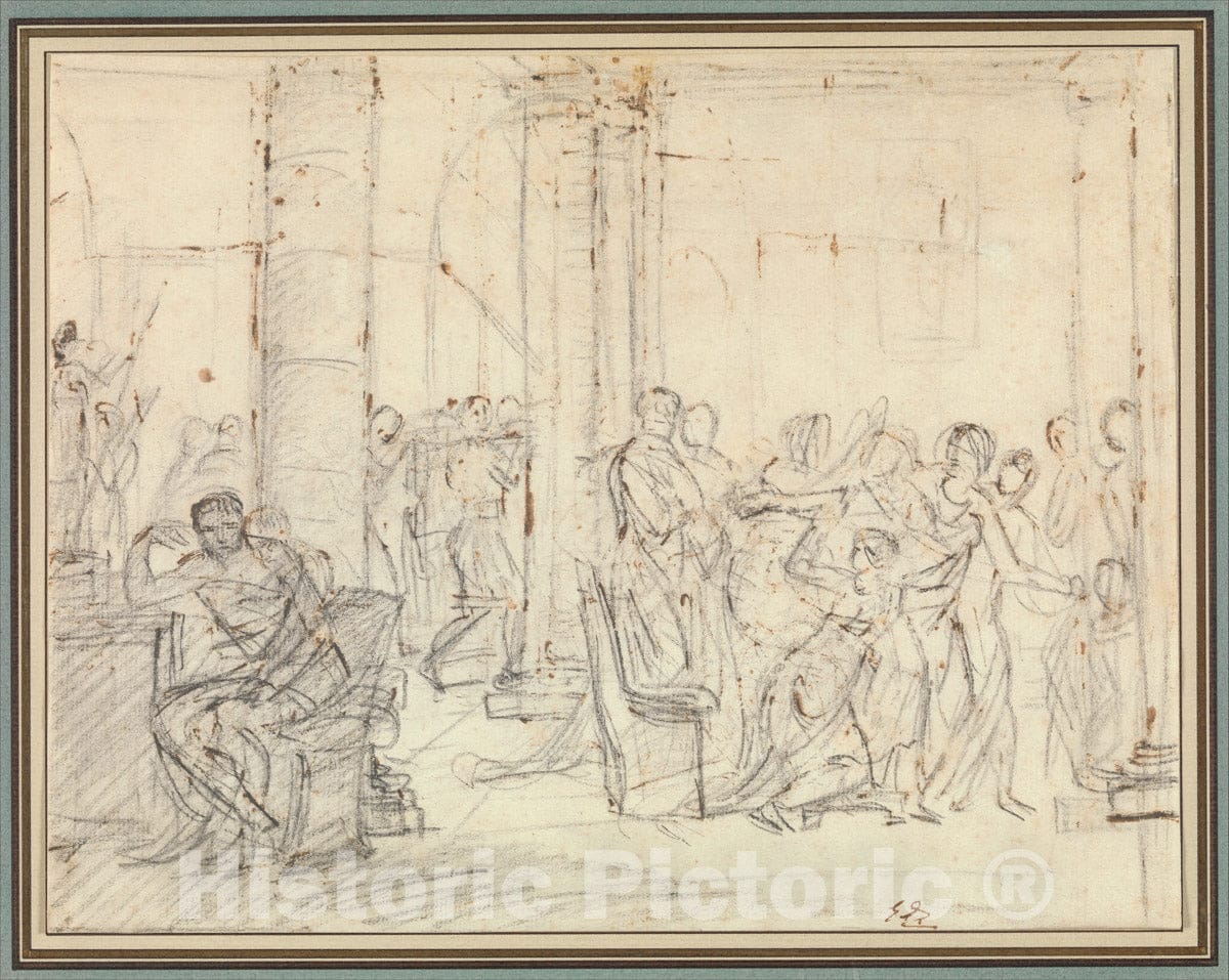 Art Print : Jacques Louis David - Study for The Lictors Bringing Brutus The Bodies of his Sons 1 : Vintage Wall Art