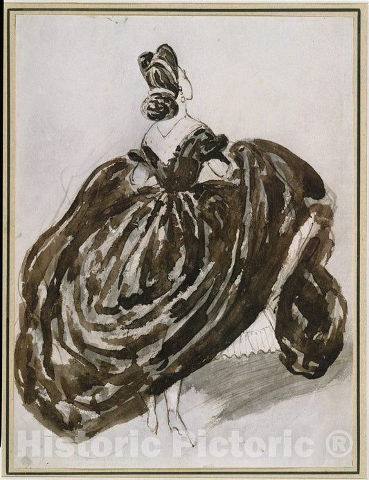 Art Print : Constantin Guys - A Parisienne Seen from The Back : Vintage Wall Art