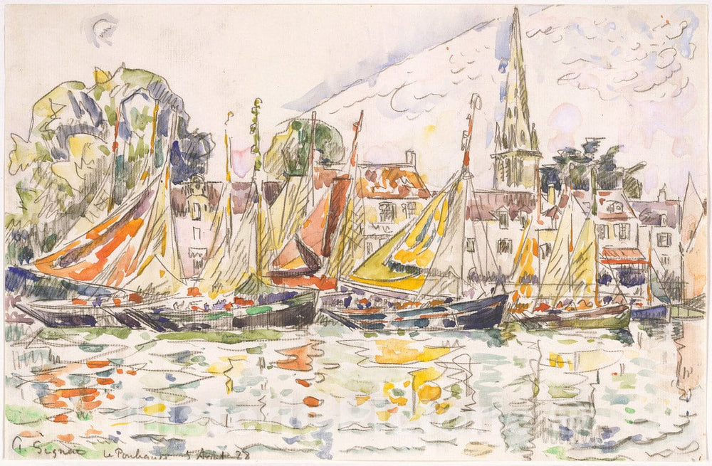 Art Print : Paul Signac - Le Pouliguen: Fishing Boats : Vintage Wall Art