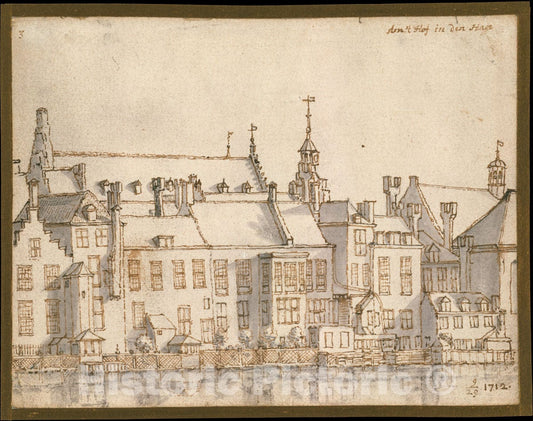 Art Print : Valentijn Klotz - Buildings Along The Hofvijver in The Hague : Vintage Wall Art