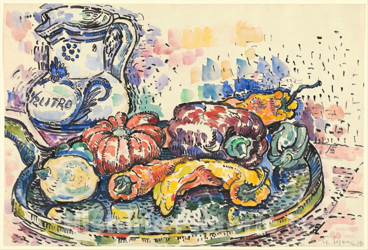 Art Print : Paul Signac - Still Life with Jug : Vintage Wall Art