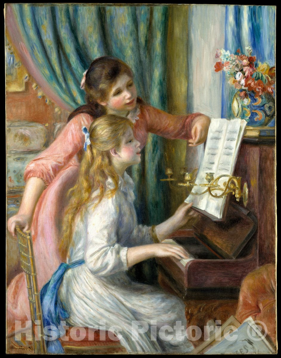Art Print : Auguste Renoir - Two Young Girls at The Piano : Vintage Wall Art