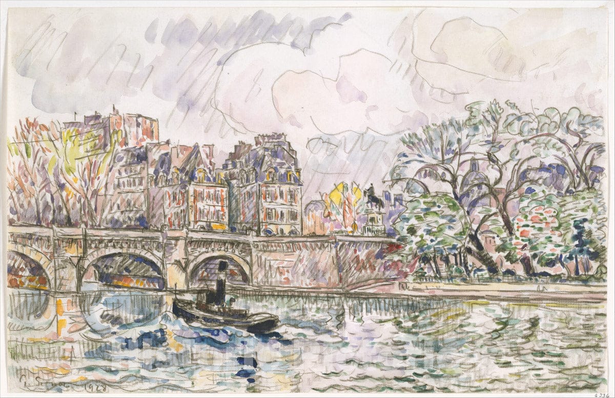 Art Print : Paul Signac - Paris: Le Place Dauphine : Vintage Wall Art