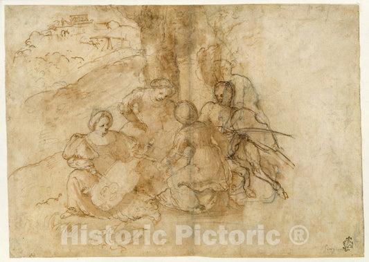 Art Print : Girolamo Romanino - Concert champêtre : Vintage Wall Art