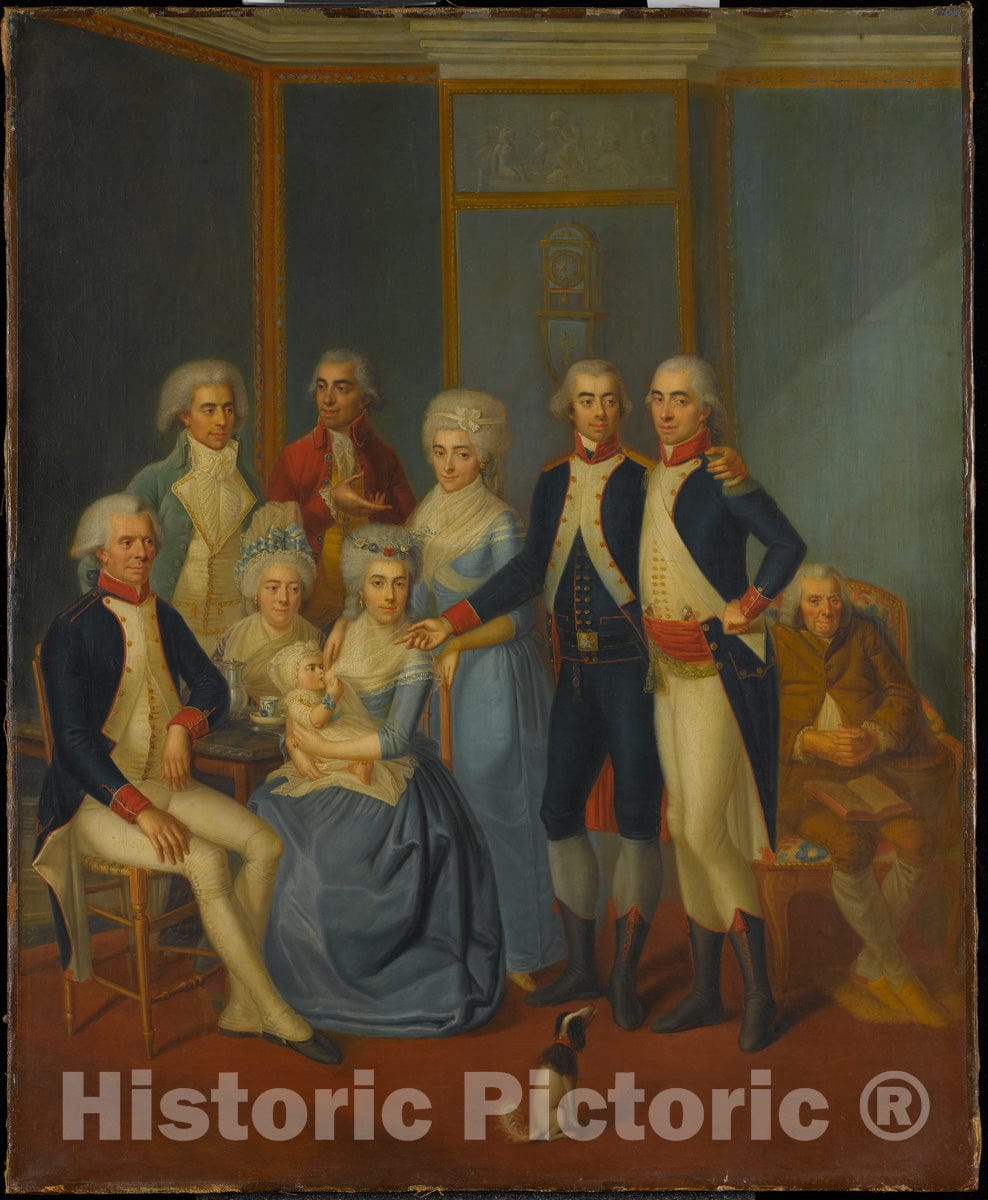 Art Print : Early 19th Century Painter - Portrait of a Military Family : Vintage Wall Art