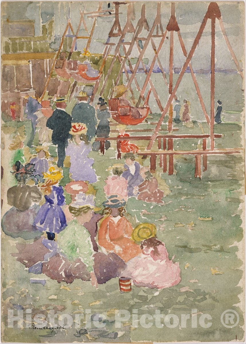 Art Print : Maurice Brazil Prendergast - Swings, Revere Beach : Vintage Wall Art