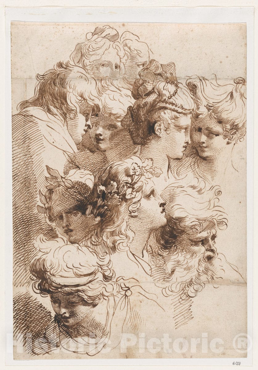 Art Print : Mauro Gandolfi - A Sheet of Heads : Vintage Wall Art