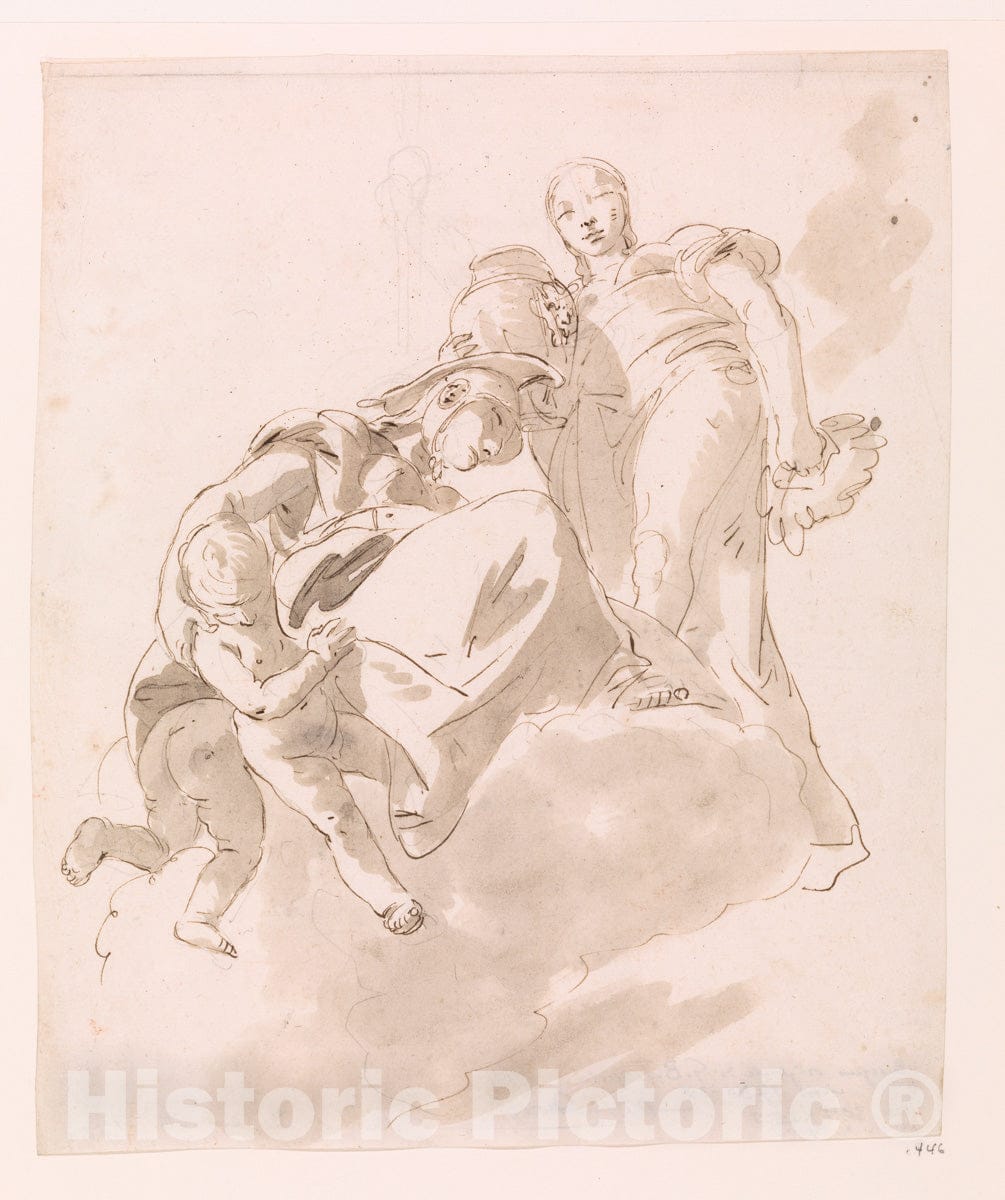 Art Print : Giovanni Battista Tiepolo - Two Allegorical Figures for a Ceiling : Vintage Wall Art