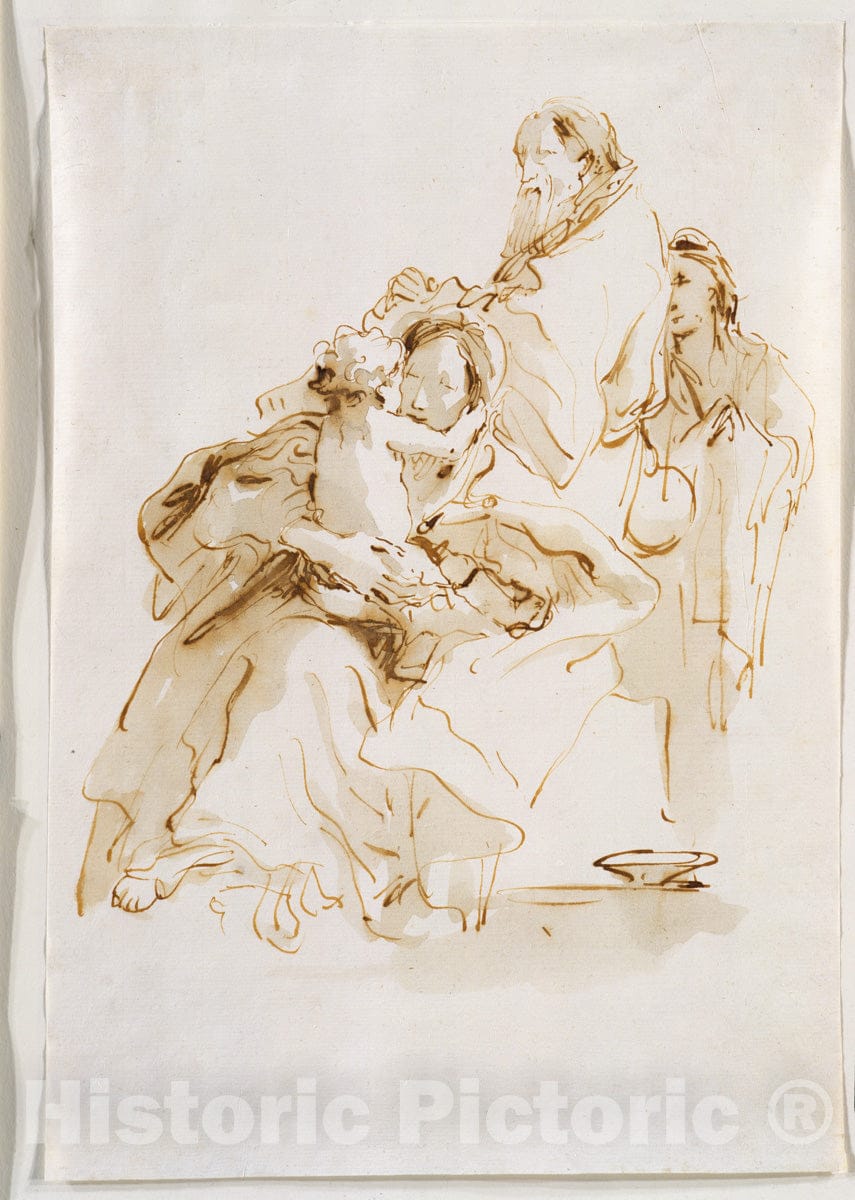 Art Print : Giovanni Battista Tiepolo - The Holy Family with Saint John : Vintage Wall Art