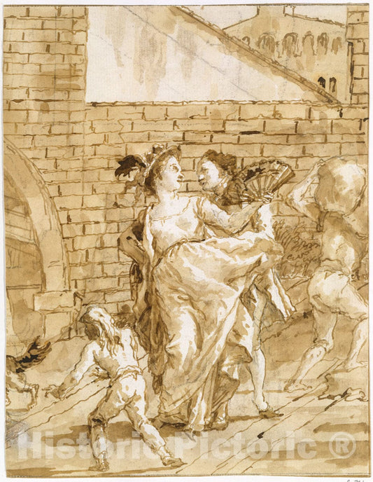 Art Print : Giovanni Domenico Tiepolo - A Flirtation : Vintage Wall Art