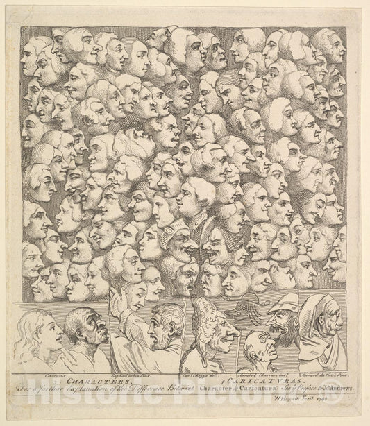 Art Print : William Hogarth - Characters and Caricaturas : Vintage Wall Art