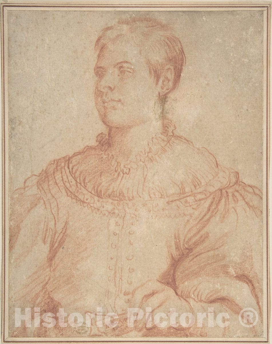 Art Print : Italian, Roman-Bolognese, 17th Century - Portrait : Vintage Wall Art