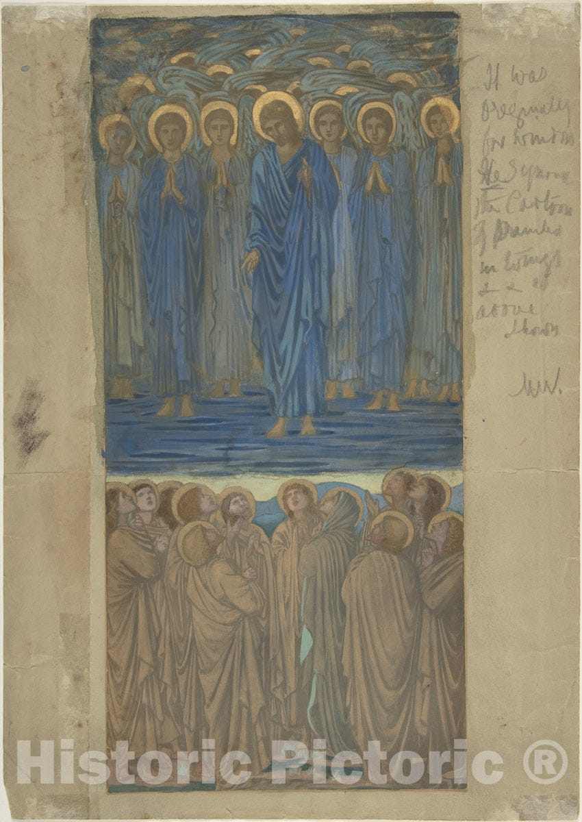 Art Print : Sir Edward Burne-Jones - Ascension of Christ (Acts I, 1–9): Study for Stained-Glass Window : Vintage Wall Art