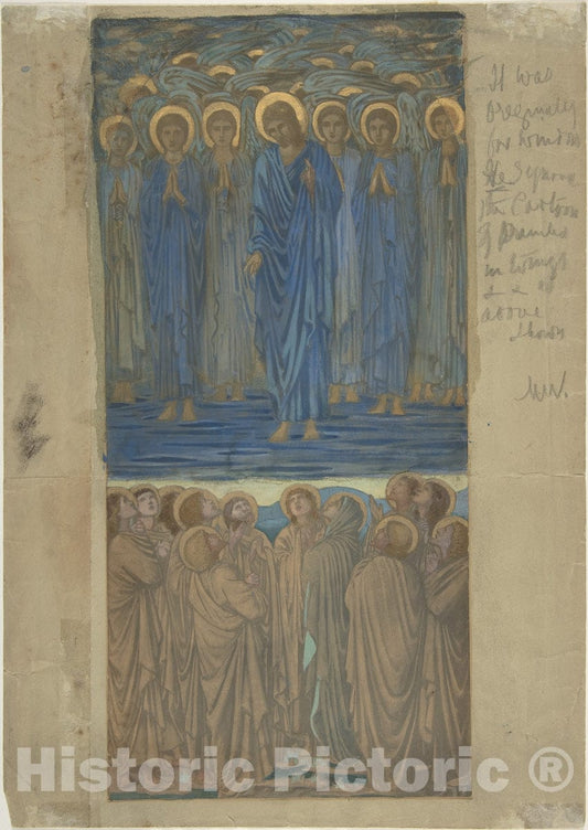 Art Print : Sir Edward Burne-Jones - Ascension of Christ (Acts I, 1–9): Study for Stained-Glass Window : Vintage Wall Art