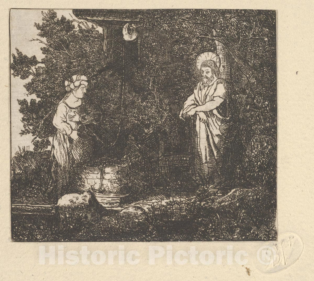 Art Print : Rodolphe Bresdin - Le Christ et La Samaritaine (Christ and The Samaritan Woman) : Vintage Wall Art