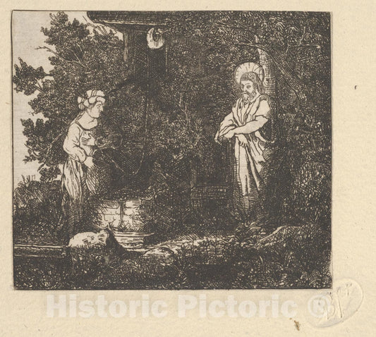 Art Print : Rodolphe Bresdin - Le Christ et La Samaritaine (Christ and The Samaritan Woman) : Vintage Wall Art