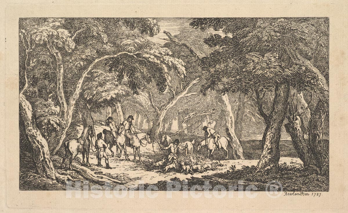 Art Print : Thomas Rowlandson - Fox Hunting – A Landscape Scene : Vintage Wall Art