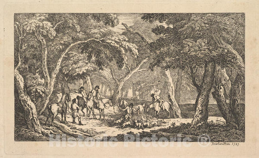 Art Print : Thomas Rowlandson - Fox Hunting – A Landscape Scene : Vintage Wall Art