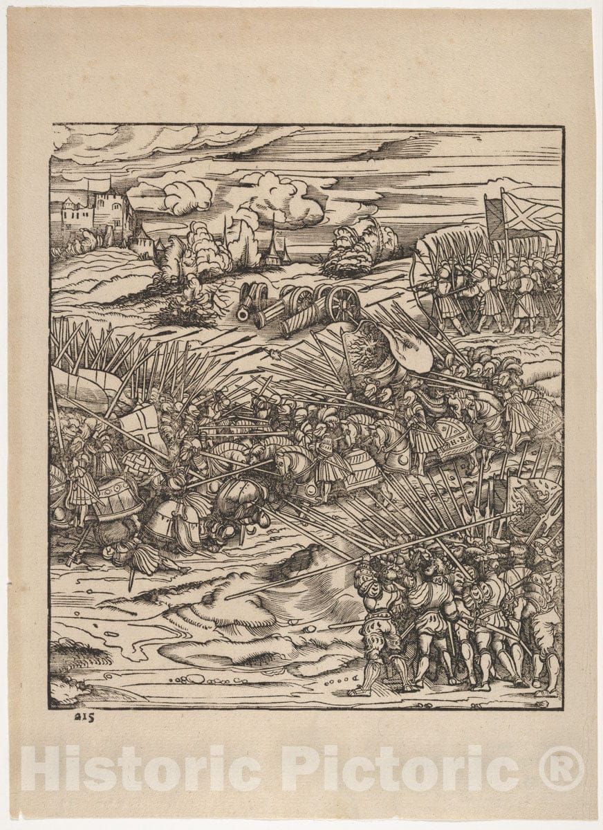 Art Print : Hans Burgkmair - The Battle of The Spurs, from Der Weisskunig : Vintage Wall Art